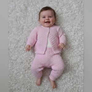 Tots Fifth Avenue Saks Baby Girl Cardigan Set  0-6 Months Pink Spring Easter